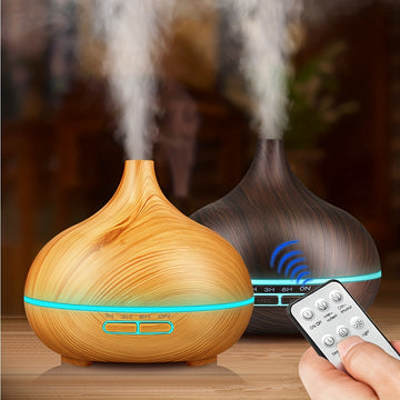 18.6oz Large Essential Oil Diffuser – Ultrasonic Aromatherapy Humidifier with Light Wood Grain Finish | Clarnex