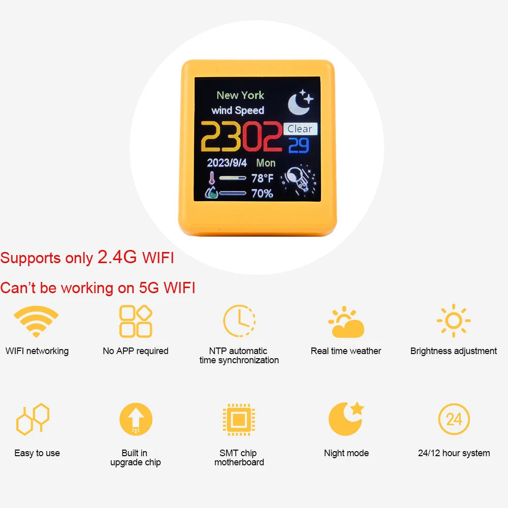 Mini Smart WiFi Weather Station – Desktop Digital Forecast, Clock & Smart Home Monitor | Clarnex